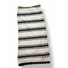 Freshman 1996 Crochet Knit Midi Skirt Medium Black Cream Boho Coastal Cottagecor