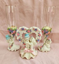 Wedding Dreamsicles by Cast Art Champaign Glasses and Cake Topper Set