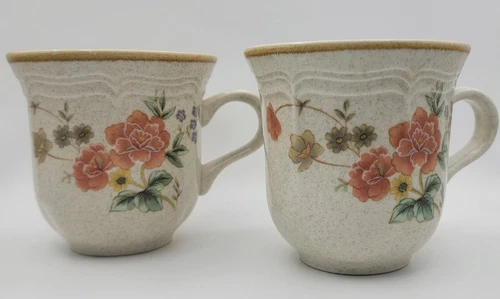 Mikasa Garden Club Silk Bouquet Cups Mugs (set Of 2) Made In Japan 