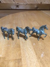 3 Small Vintage Bronze Horse Statues Riproduzione Archeologica