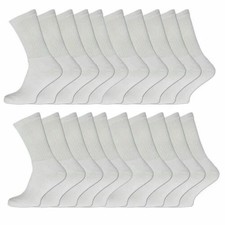 3,6,9,12,15 Pairs Men's White Sports Socks Cotton Rich Cushion Sole–Size 6-11