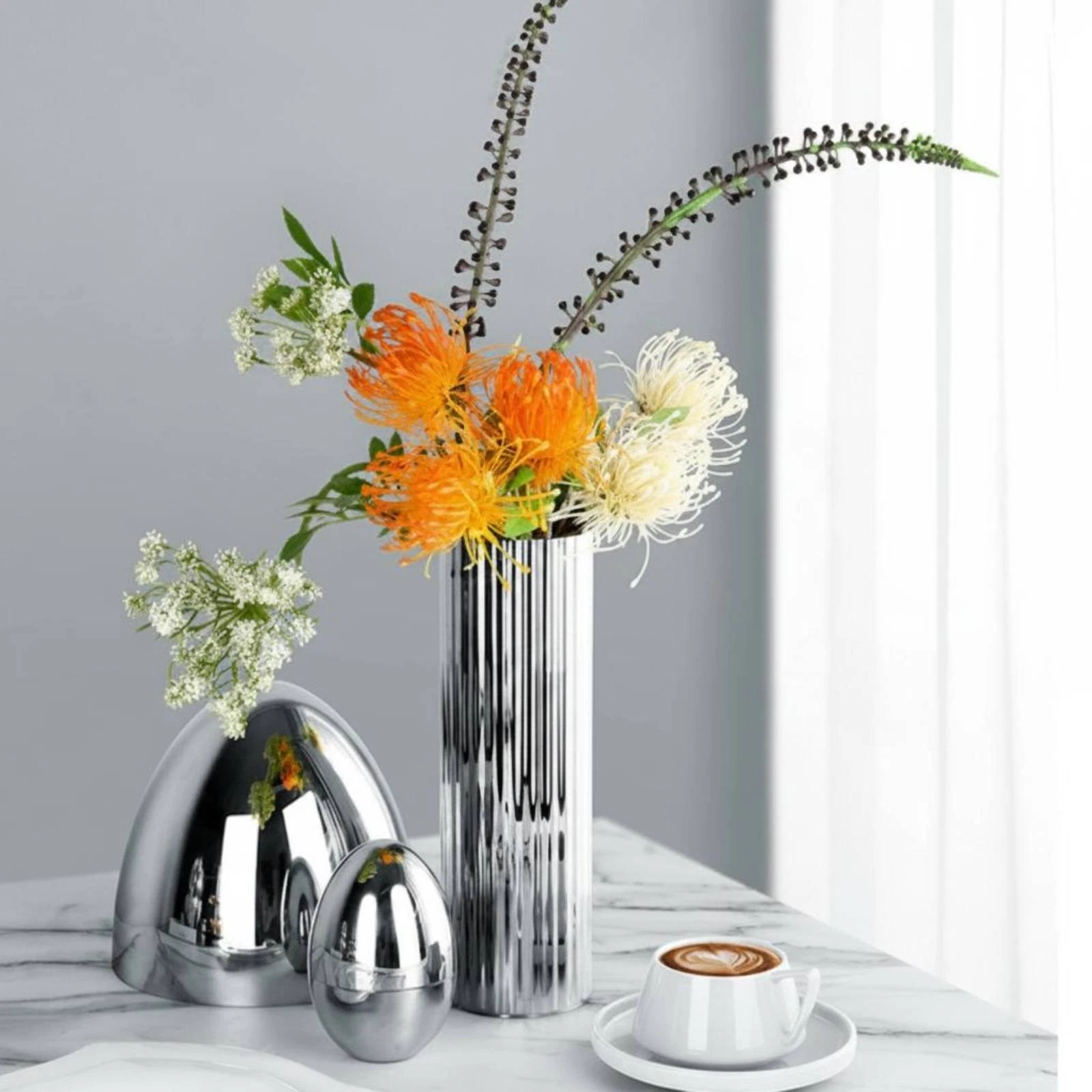 Stainless Steel Vase Long-Lasting Material Home Decor Easy to Clean