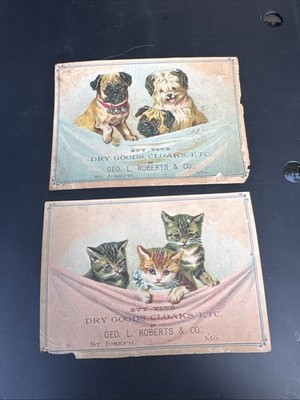 2-Geo. L. Roberts & Co Trade Card-Dry Goods-St. Joseph, MO.       X173