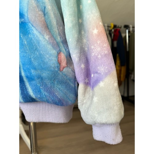 Disney Frozen Anna Elsa Kids Girl Jacket Sz 5 Character Plush Hoodie Zip Up Cozy - Picture 5 of 12