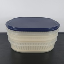 Tupperware Frische Kabinett Aufschnitt Box Dosen  3tlg. + Deckel blau