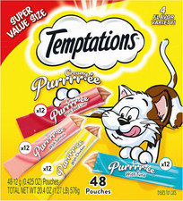 Temptations Creamy Puree Lickable Cat Treats Variety Pack, 48 Tubes, 0.42 Oz