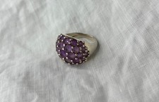 Vintage Amethyst 925 Sterling Silver Cluster Ring Size 6