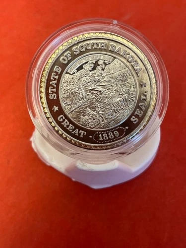 ND South Dakota |  .999 Silver 1 oz Round | Proof | 1889 State Seal | in Plastic