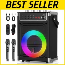 Karaoke Machine with Wireless Microphones & DJ Lights