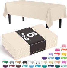 Ivory Plastic Table Cloth Disposable 6 Pack - 54 x 108 Inch RecTablecloth for 6