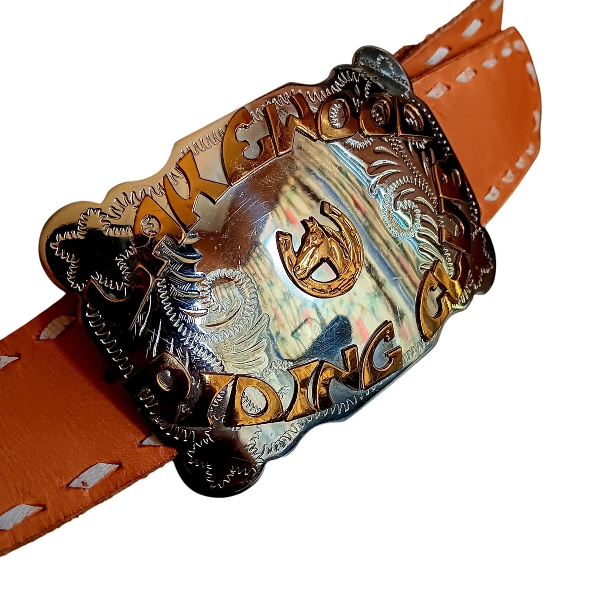 Vintage 80s German Leather Belt with Decorative Silver and Gold Hardware - Med Silver Leather 1980s Vintage Belts for sale | eBay main image 3