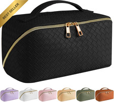 Large Capacity Travel Cosmetic Bag - Makeup Bag, PU Leather Waterproof Cosmetic