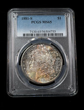 1881-S $1 Morgan Silver Dollar - PCGS MS65 with Nice Obverse Toning