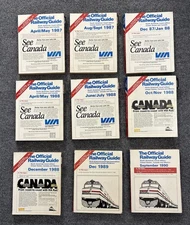 (LOT OF 9) 1987-1990 Official Railway Guide US / Canada Amtrak Time Tables Books