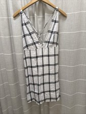 Urban Outfitters MINI DRESS medium NWT Plaid Sleeveless LINEN BLND Adjustable