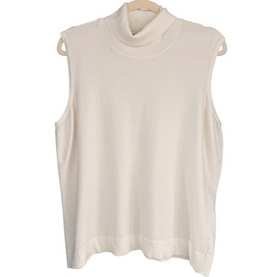 C1 Talbots Vintage Cream Sleeveless Turtleneck Sweater Shell Made in Italy 2X