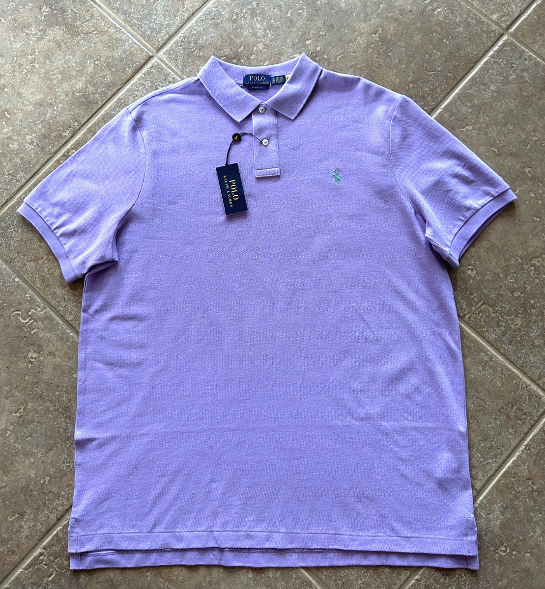 Polo Ralph Lauren Mesh Polo Shirt XXL Classic Fit Purple w/Mint