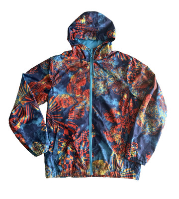 Volcom Forwarder Jacket Blue All Over Print Hoodie Mens Size S Skateboard Grunge