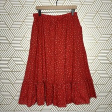 Vintage Tiered Floral Boho Peasant Maxi Skirt Large Prairie Cottage Country Red