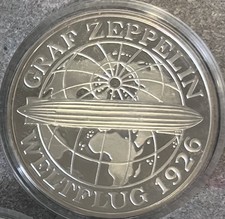 1986 Germany Graf Zeppelin Weltflug 1926 Horse 5oz 999 FINE Silver