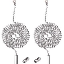 2 Pack Pull Chain String Extension with Connector for Ceiling Fan Silver