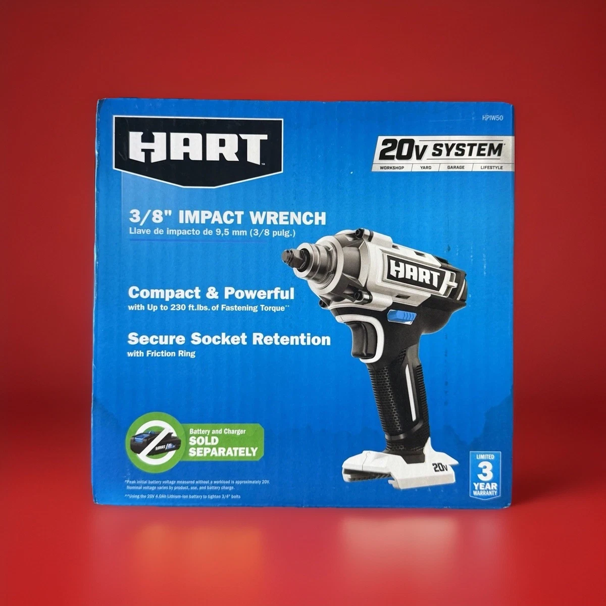 Llave De Impacto Hart HPIW25 20V Inalámbrica – Sin Escobillas, 1/2″ Potencia Y Libertad Sin Cables