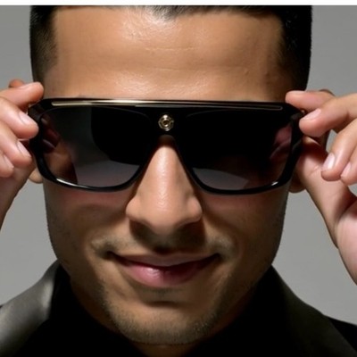 Square Men Sunglasses Flat Top Shield Gold Accents UV400 Protection Hip Hop New