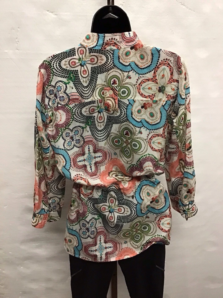 Top Henley Etcetera para mujer, mezcla de algodón estampado cachemir multicolor talla 10 Foto 2 de 3