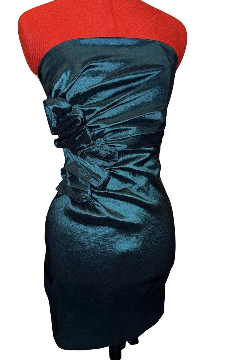 ebay 80s prom dress Vintage 80s Black Green Metallic Lam Foil Full Skirt Prom Gown Party Dress  XS S
