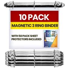 Magnetic 3 Ring Binder Locking Mechanism – 10 Pack – for Hanging 8.5 x 11 Inc...