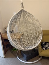 Rattan Swing Egg Chair Garden Patio Hanging Hammock with Brown Cushion Outdoor