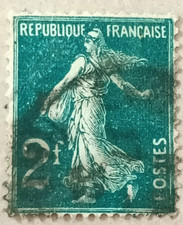 6A-Timbre France YT  238 oblitéré année 1927 "type semeuse typographiée"