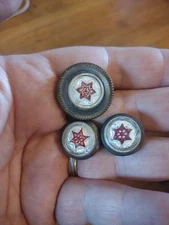 Lot 3x Antique Victorian Picture hang nails Sulfide Glass, Porcelain & Red