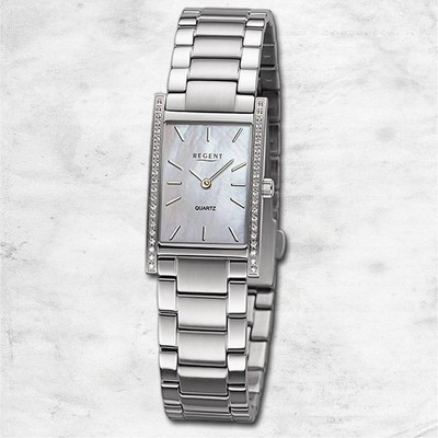 Regent Damenuhr Edelstahl-Armbanduhr Analog Metallarmband silber URBA865
