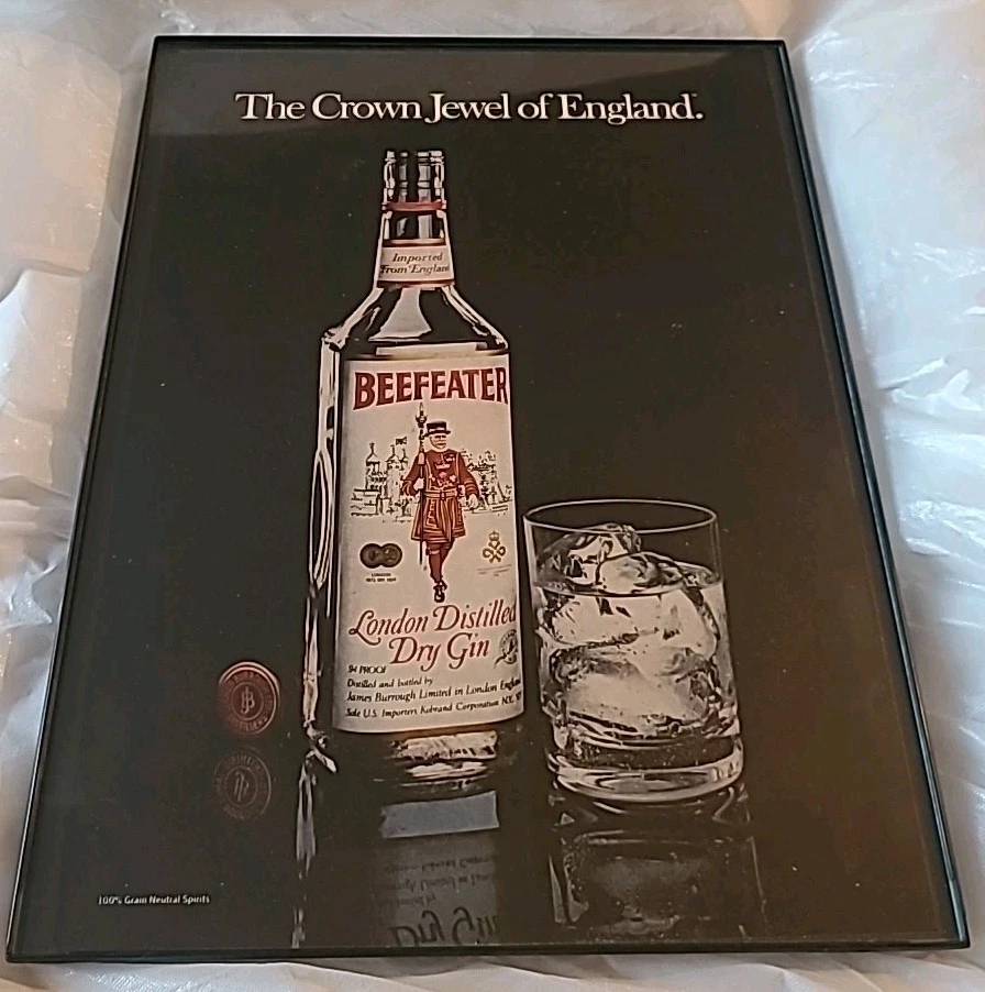 Beefeater London Distilled Dry Gin Print Ad 1980 Framed 8.5X11 Vintage Wall Art - Image 1 of 1