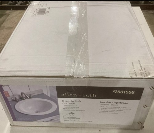 Fregadero de baño blanco ovalado allen + roth vítreo China (20 pulgadas x 16,5 pulgadas) - Imagen 5 de 6