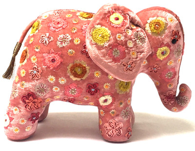 Anke Drechsel Elephant Cushion New Rose Silk Velvet Embroidery Elefant Kissen