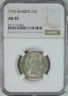 1916 Silver Barber Quarter NGC AU55 Almost Uncirculated