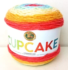 Lion Brand Cupcake Yarn Acrylic Beach Ball Colorful Self Striping 5.3 oz