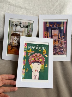 3er Set The New Yorker montierte Postkartendrucke - Karasz & Booth passt 5x7 Rahmen