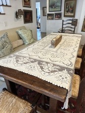 Vintage Beautiful Crocheted Tablecloth 57  x78  
