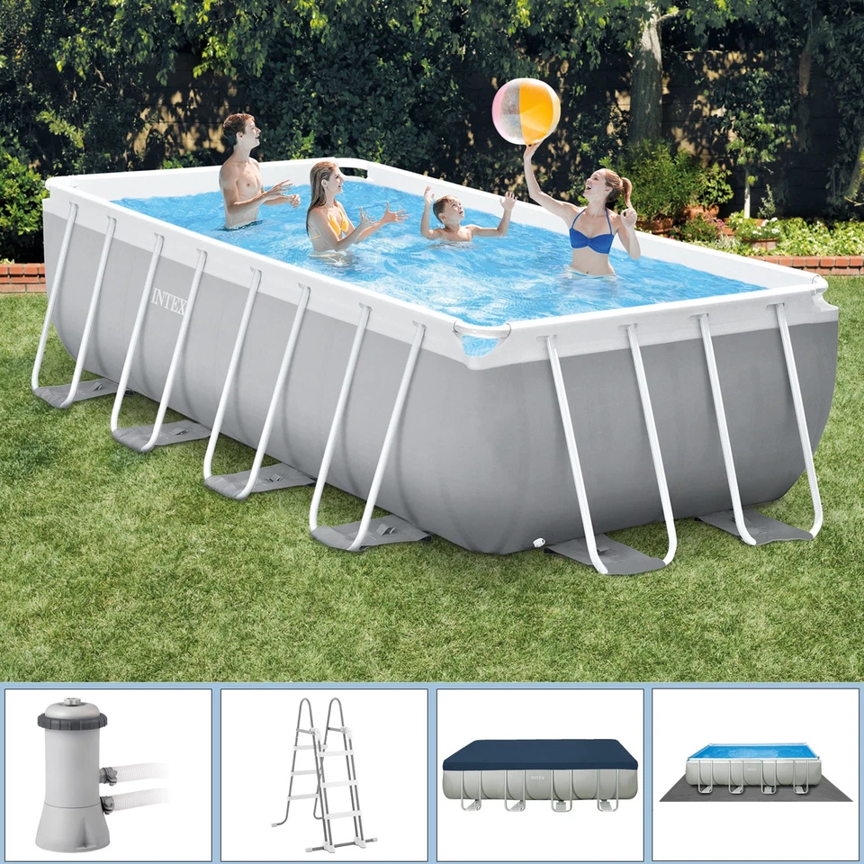 Intex Frame Pool Set Prism Quadra 488x244x107 cm Swimming Pool Komplettset - Bild 2 von 4