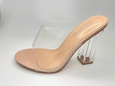 Cape Robbin Fusion Clear Chunky Block High Heels for Women, Transparent heels f