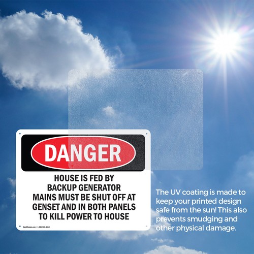 (2er-Pack) Haus wird von Notstromaggregat gespeist Netz muss OSHA Gefahr Schild Aufkleber - Bild 7 von 22