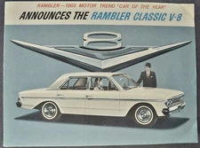 1963 Rambler Classic V8 Sedan Sales Brochure Folder AMC Nice Original 63