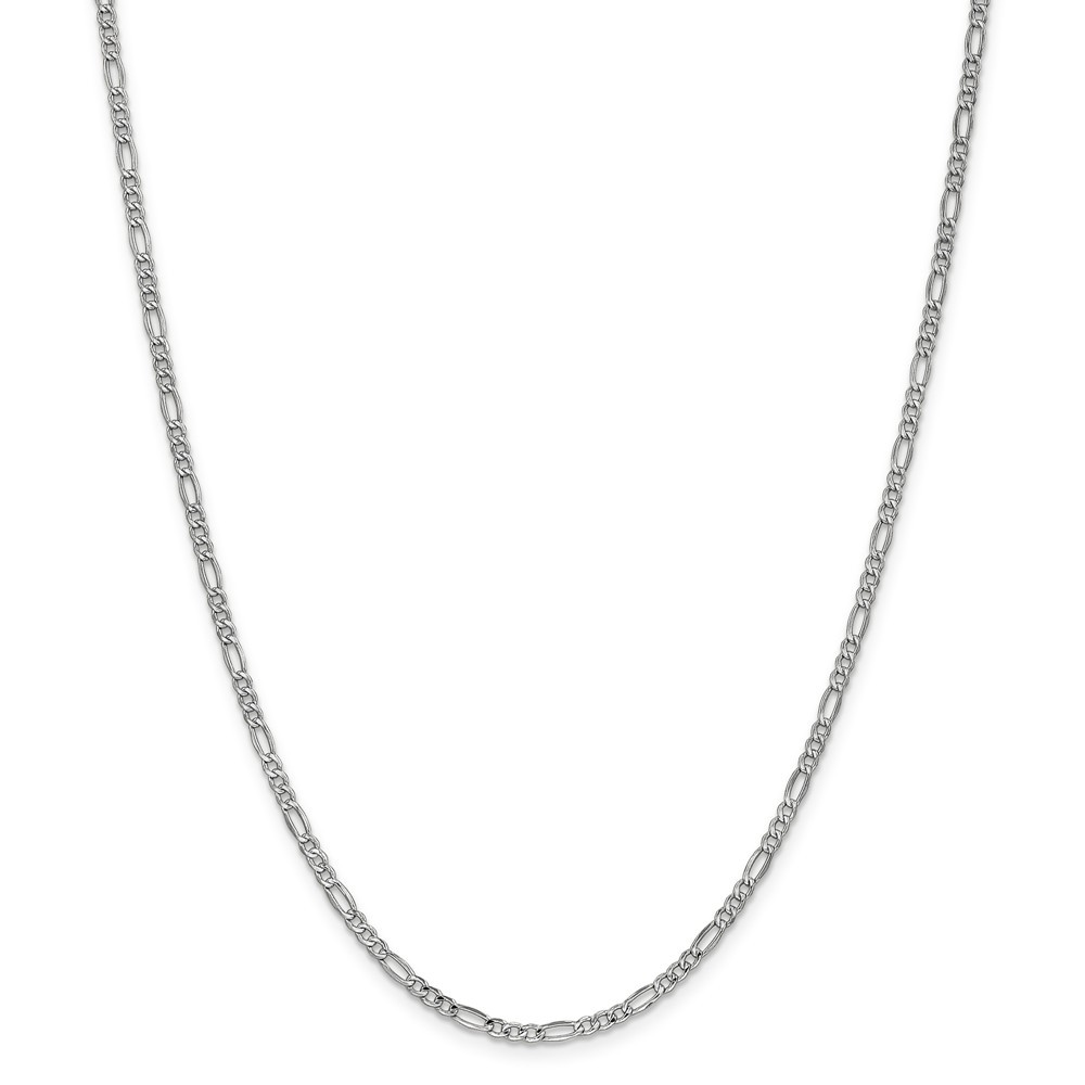14k White Gold 2.5mm Semi Solid Figaro Chain w/ Lobster Clasp 16" - 24"