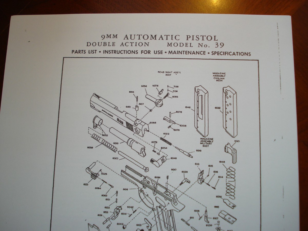 SMITH & WESSON 9mm MODEL 39 AUTOMATIC PISTOL MANUAL OF 2/78 PUB