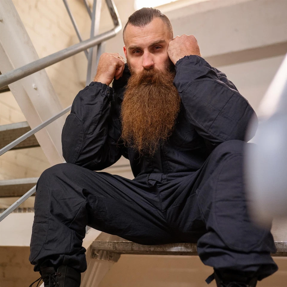 Original British Military Police black coverall water flame resistant jumpsuit - Image 2 of 4