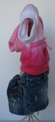 BUILD A BEAR Outfit with HANGER Denim Skirt, Ombre Pink and White Top EUC - Picture 2 of 3