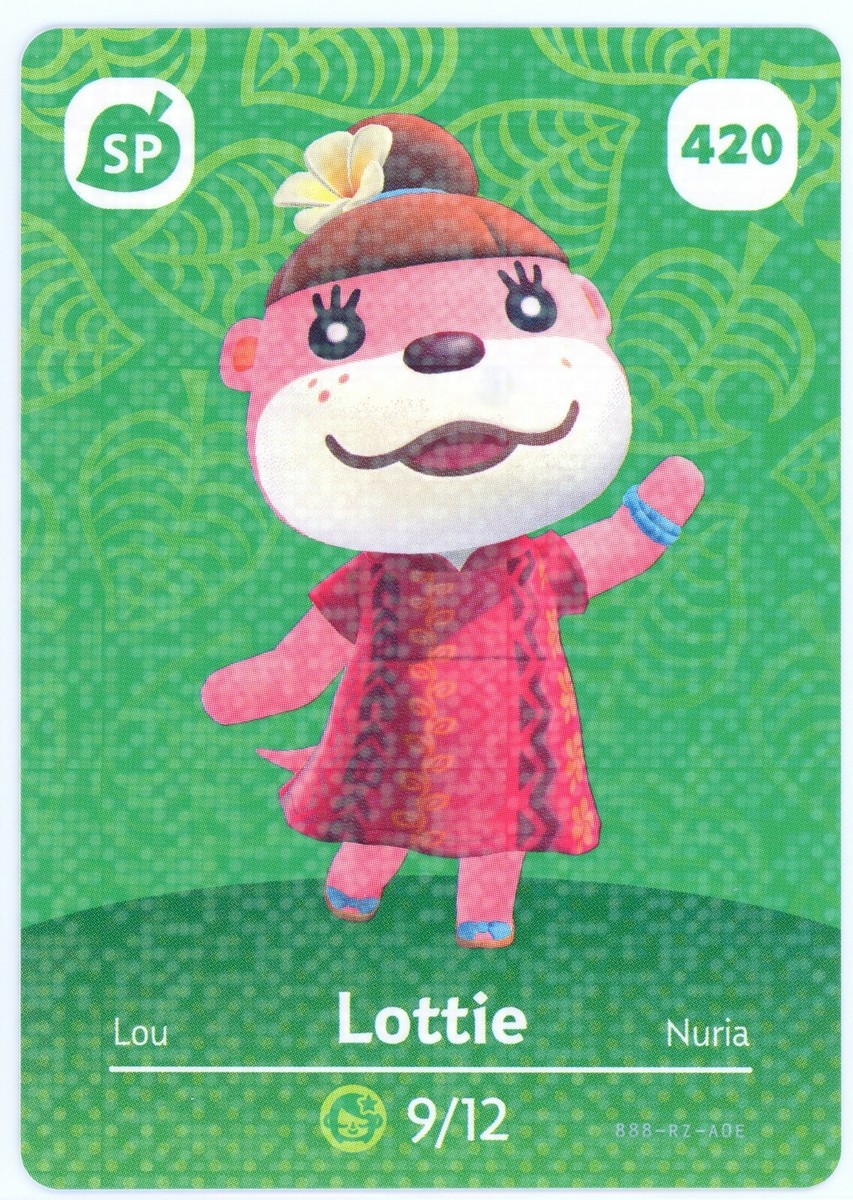 Lottie #420 - Amiibo Card - Animal Crossing Series 5 - Authentic